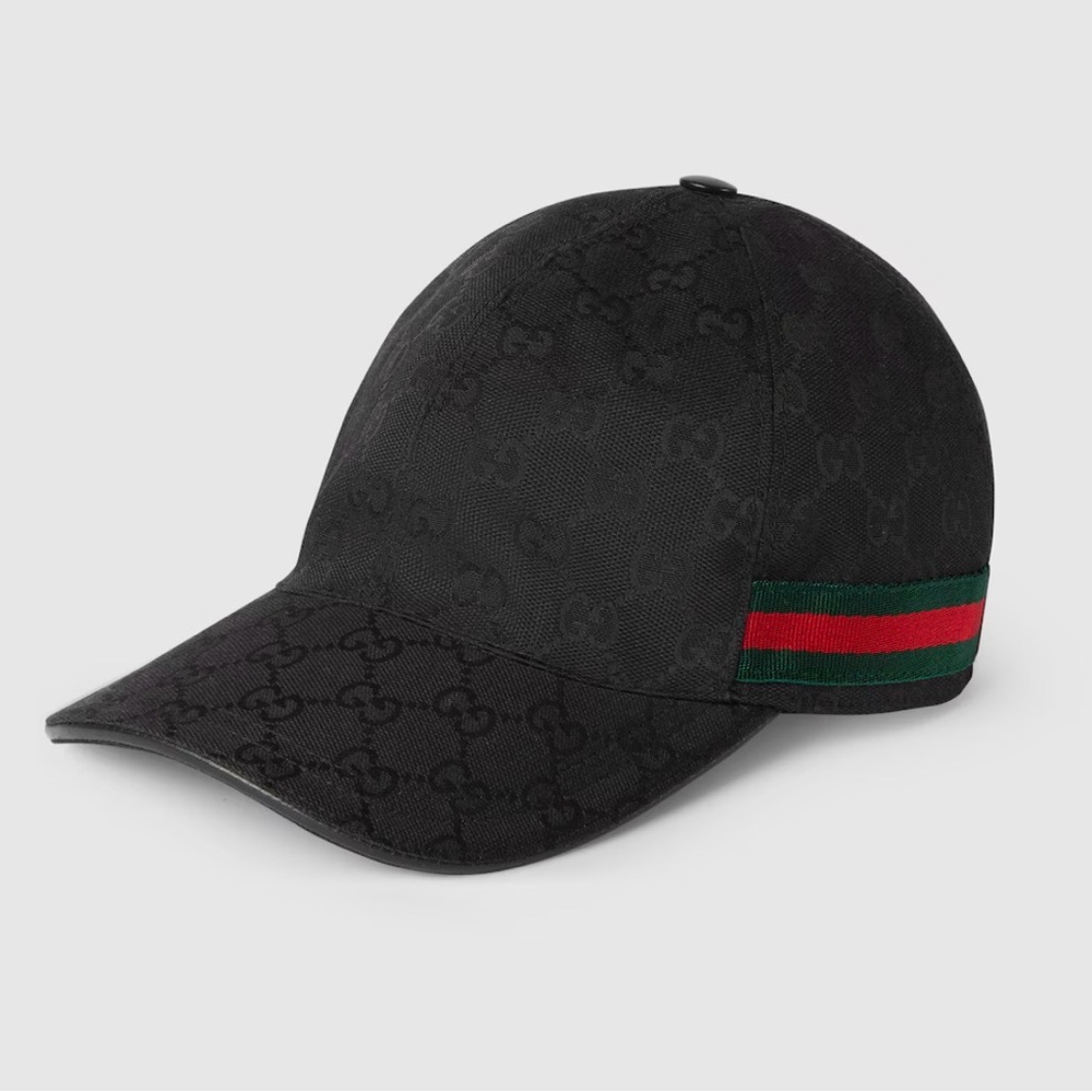 Gucci Black Cap with Green and Red Accents